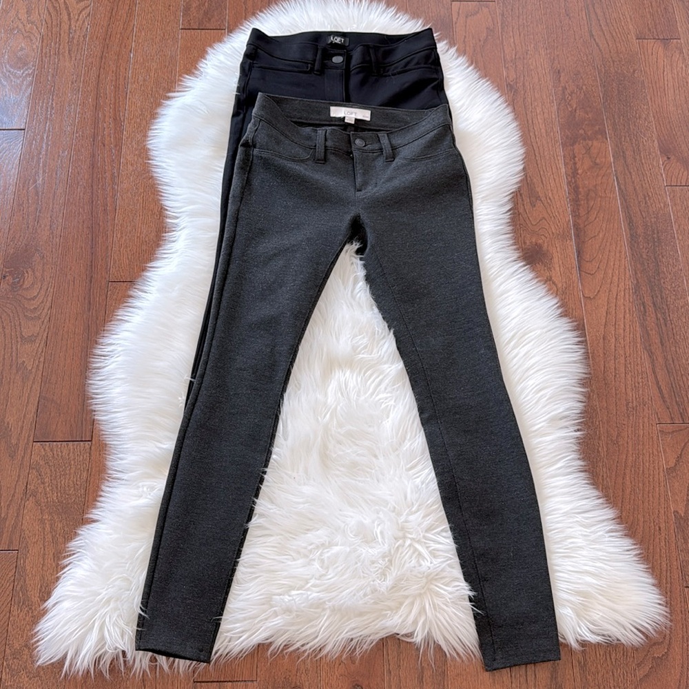 Lot of 2 Loft Marisa Modern Fit stretch Skinny Pants Womens SZ 0P EUC